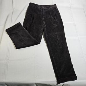 Jos A Bank Corduroy Black Pleated Cuffed Mid Rise 100% Cotton 35 X30 Trouser